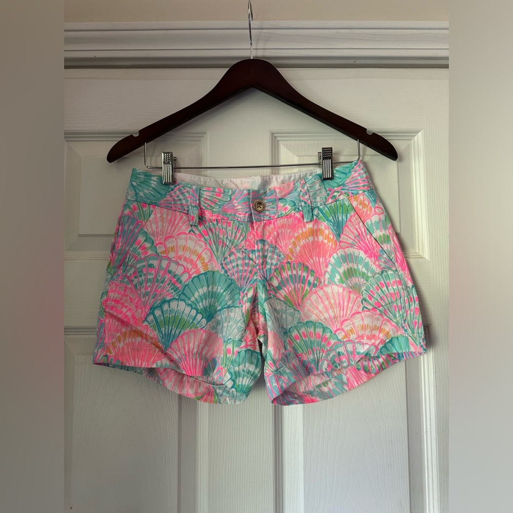 NWOT Lilly Pulitzer Oh Shello Vibrant Pink Blue Shell Shorts Womens size 0 - Picture 6 of 10